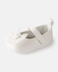 Baby Girl Tulle Bow Dress Shoes - White