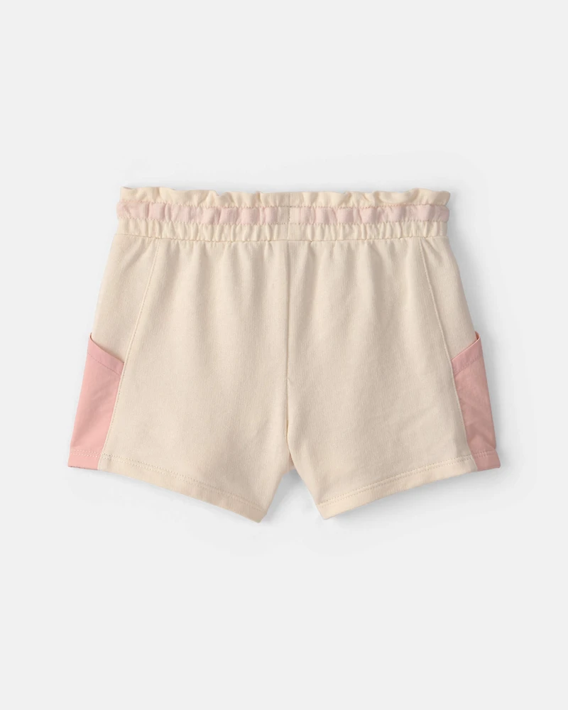Toddler Girl French Terry Shorts - Pink/Ivory