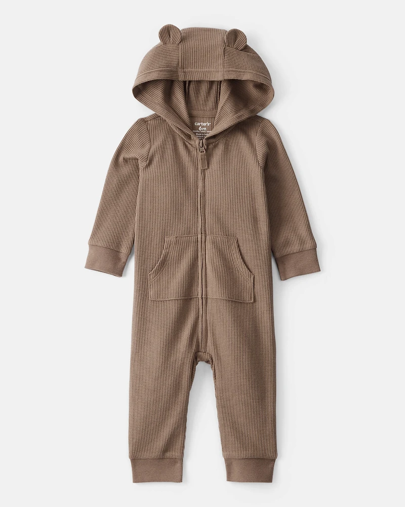 Baby Boy Bear Long-Sleeve Jumpsuit - Brown