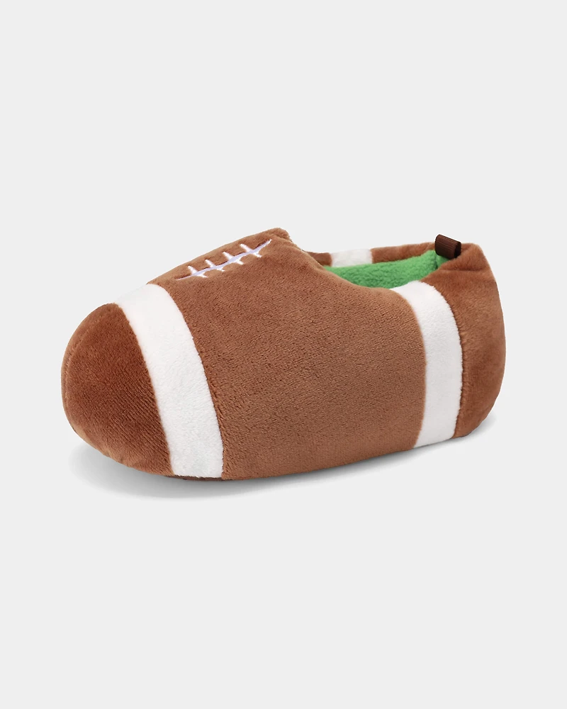 Boys Football Slippers - Brown
