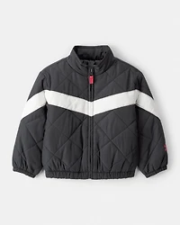 Toddler Girl Colour Block Puffer Jacket - Black