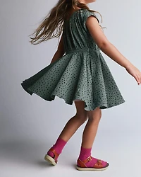 Toddler Girl Avenue Twirl™ Dress Dot Print - Olive