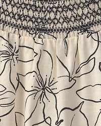 Girls Floral Smocked Dress - Ivory