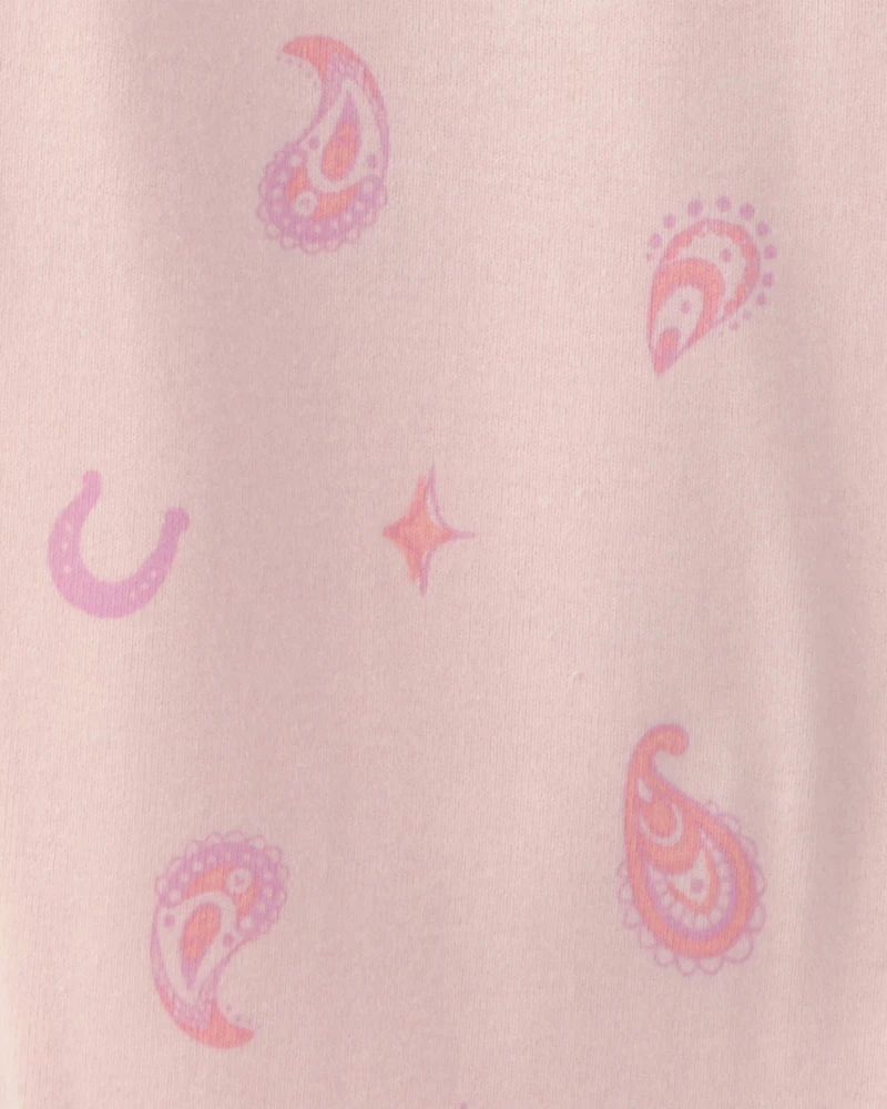 Girls Unicorn 100% Cotton Snug Fit 4-Piece Pajama Set - Pink