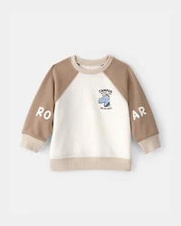 Baby Boy Dinosaur French Terry Pullover Sweatshirt - Brown/Ivory