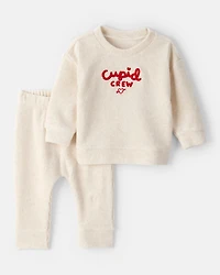 Baby Valentine's Day Cupid Crew 2-Piece Long-Sleeve Tee & Pant Set - Ivory