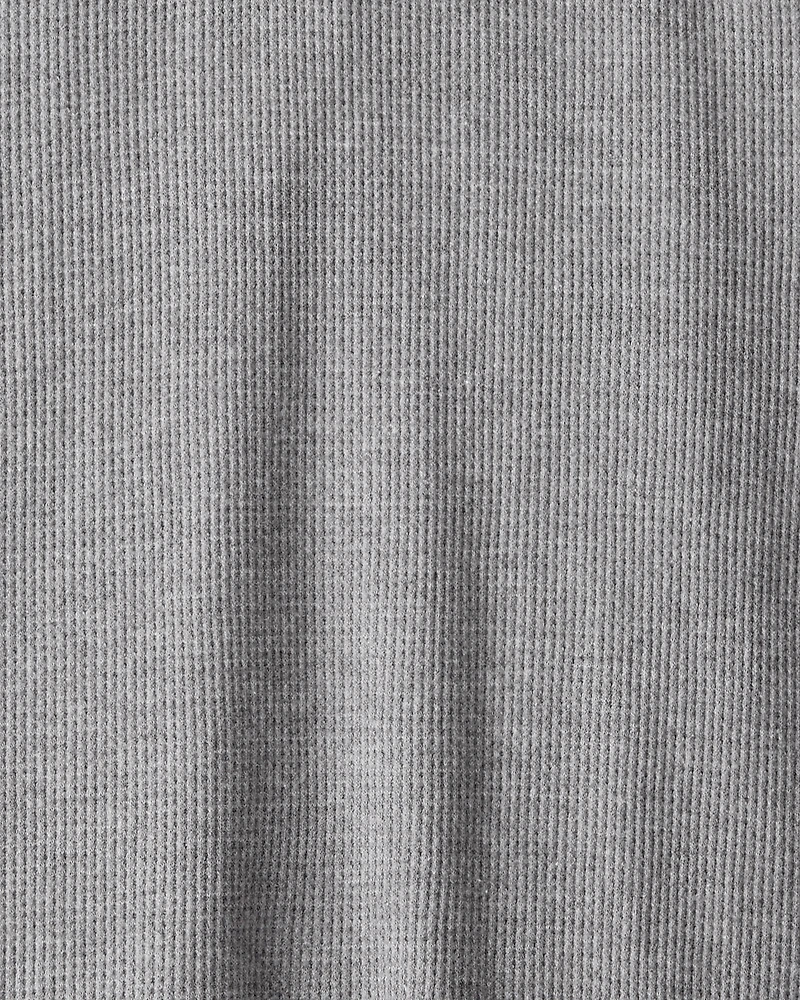 Boys Stripe Thermal Long-Sleeve Henley T-Shirt - Grey