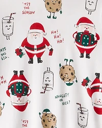 Adult Santa Milk & Cookies 100% Cotton Long-Sleeve Snug Fit - White