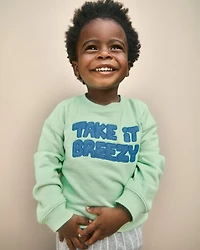Toddler 'Take It Breezy' French Terry Pullover Sweatshirt - Green