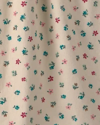 Girls Floral Collared Corduroy Dress - Cream