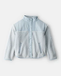 Girls Long-Sleeve Sherpa Jacket - Blue