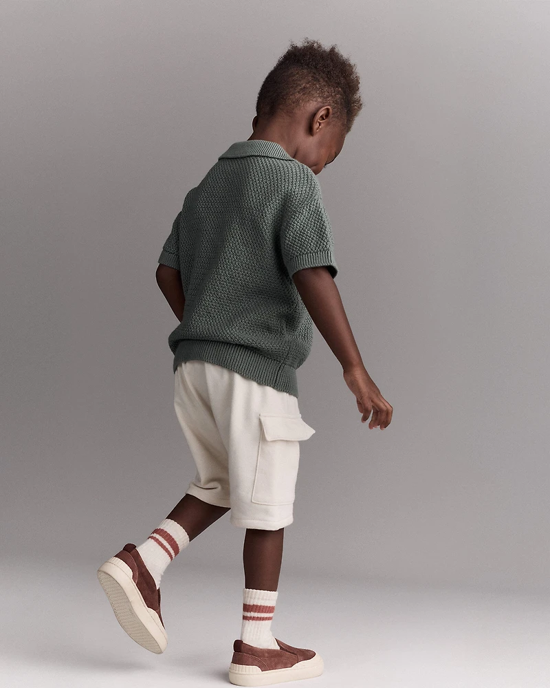Toddler Boy Cargo Short with Pockets - Cream