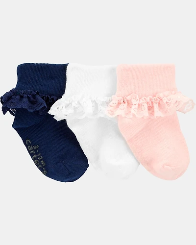 Toddler 3-Pack Lace Cuff Socks