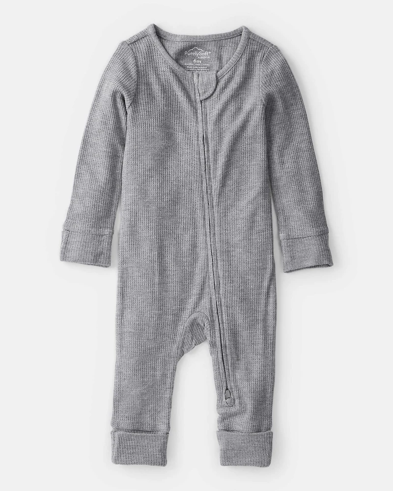 Baby Boy Solid PurelySoft Long-Sleeve 2-Way Zip Sleeper - Grey