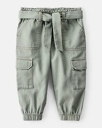 Baby Girl Cotton Cargo Joggers - Green