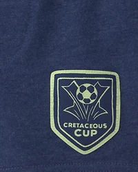 Baby Boy Dinosaur Soccer French Terry Shorts - Navy Blue