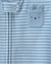 Baby Boy Striped Fleece Loose Fit Wearable Blanket - Blue