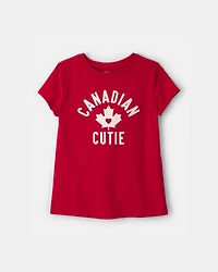 Girls Canadian Cutie Short-Sleeve Tee - Red