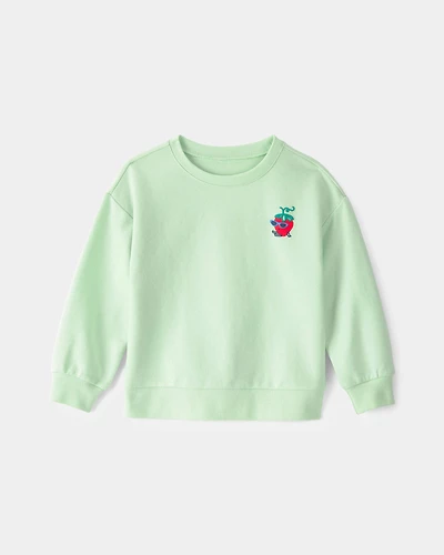 Toddler Girl Strawberry French Terry Pullover Sweatshirt - Green