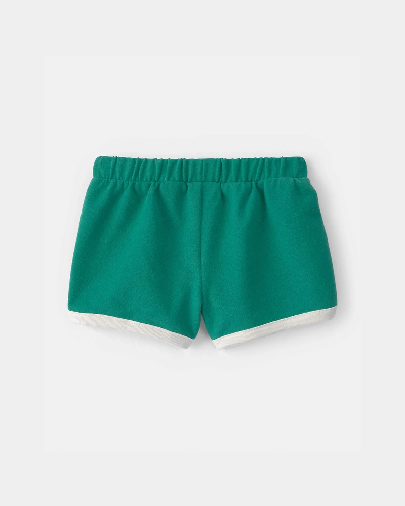 Baby Girl French Terry Athletic Shorts - Green