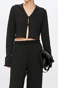 Silk-Cotton Blend V-Neck Short Cardigan