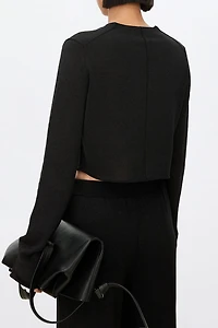 Silk-Cotton Blend V-Neck Short Cardigan