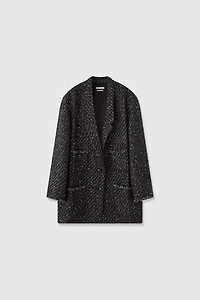 Italian Wool Tweed Suit Coat Black