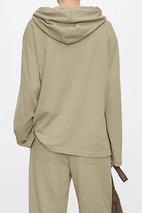 100% Cotton Hooded Henley Sweatshirt