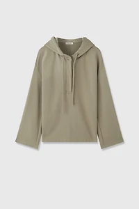 100% Cotton Hooded Henley Sweatshirt