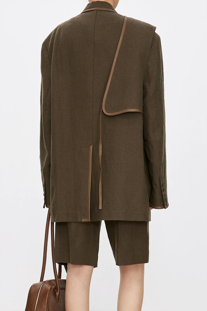 100% French Linen Sheepskin Trimmed Suit