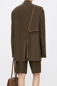 100% French Linen Sheepskin Trimmed Suit