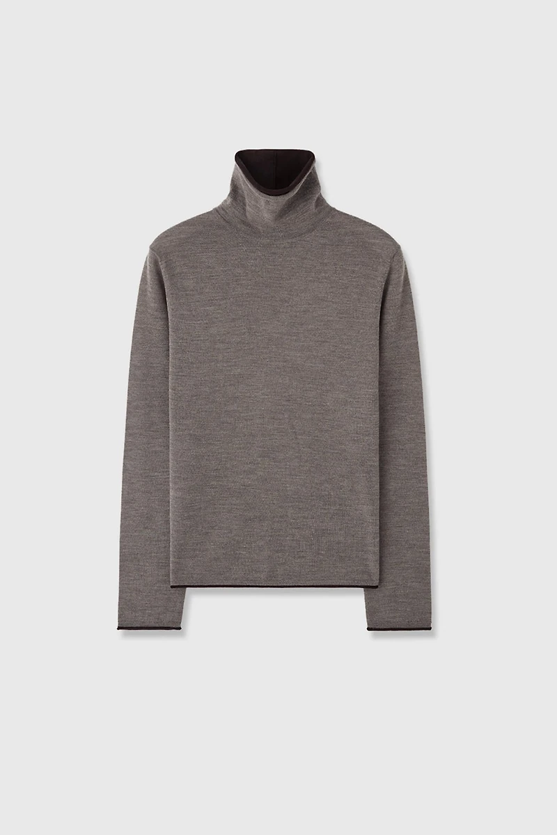 100% Wool False Two-Layer Turtleneck Base Layer