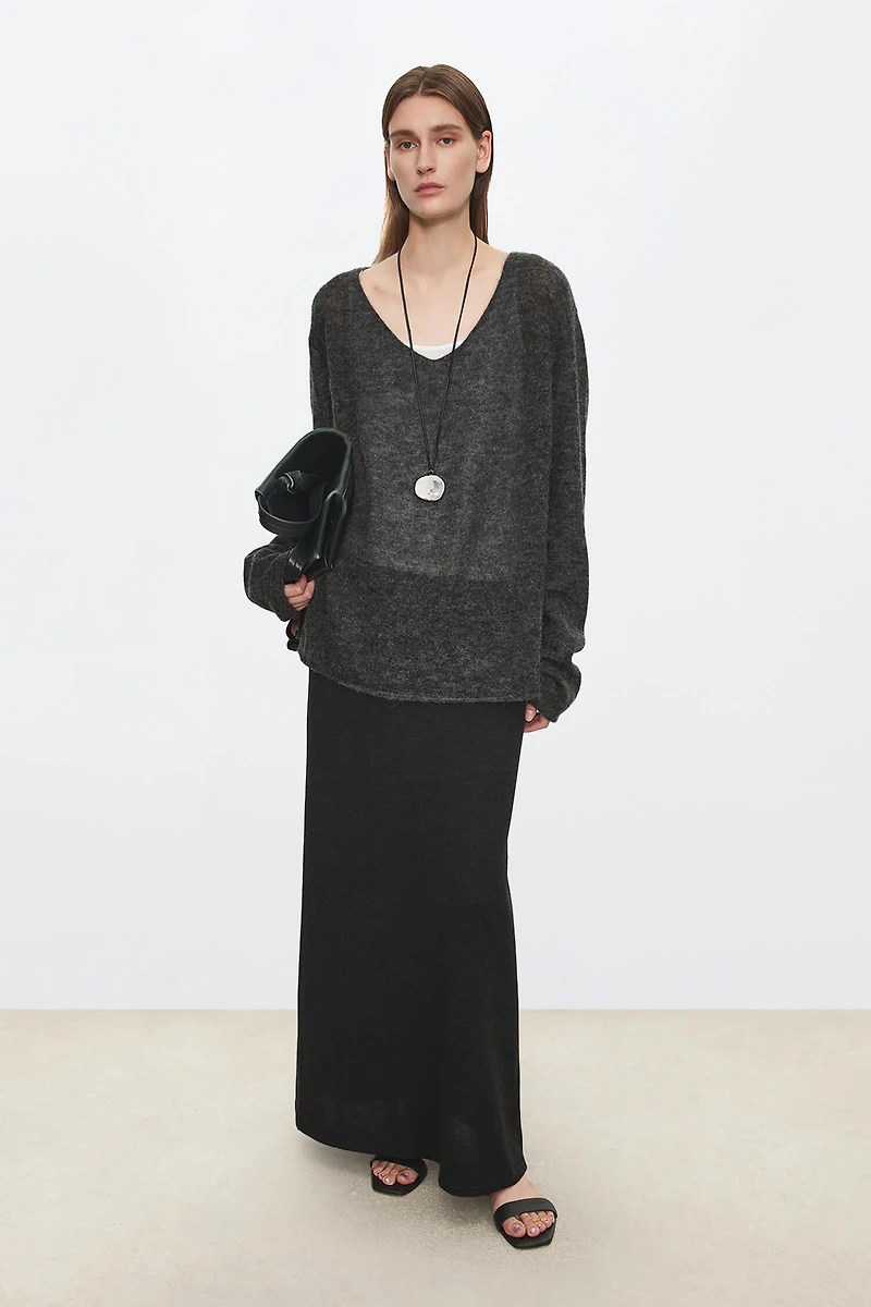 100% Wool Elastic Waist Skirt
