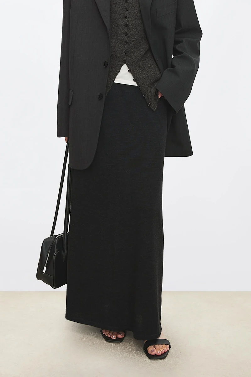 100% Wool Elastic Waist Skirt