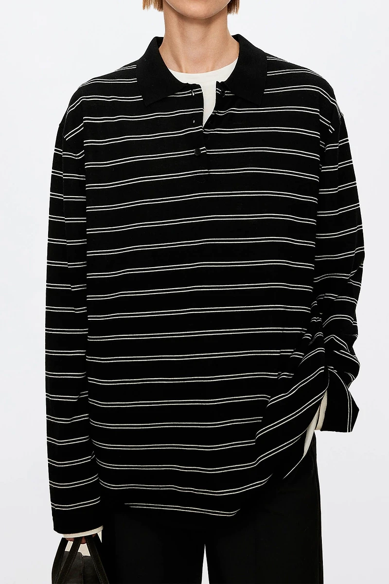 100% Wool Long-Sleeve Polo Shirt