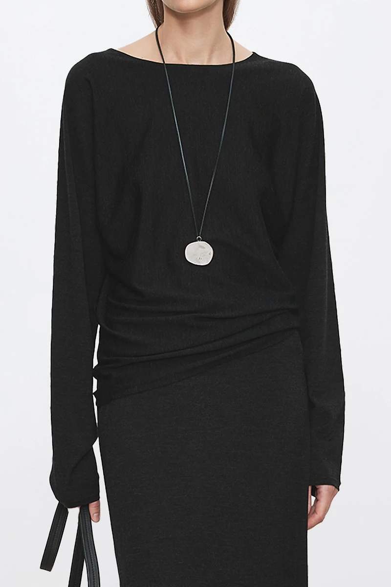 100% Wool Moon Phase Neckline Top