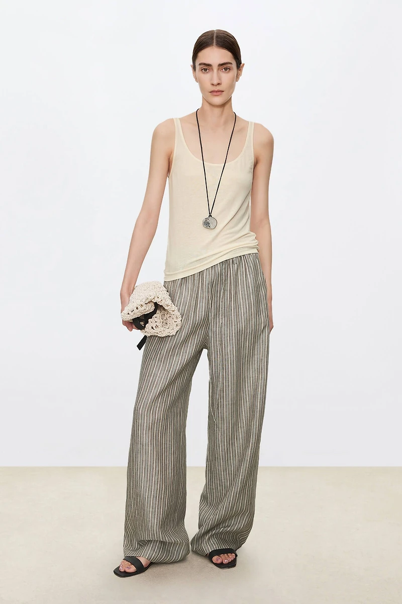 100% Linen Striped Air Trousers