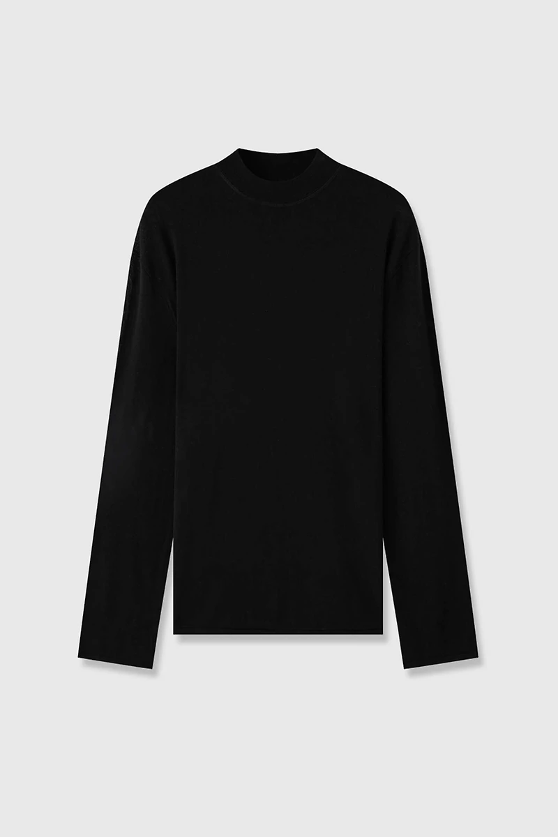 120S German Merino Wool Minimalist Long-Sleeve Top