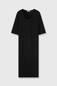 120S German Merino Wool Natural Rolled Hem Maxi Skirt