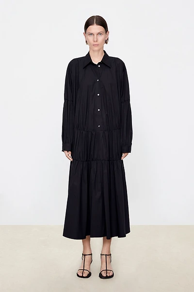SUPIMA Cotton High-Density Pleated Oversized Shirt Dress