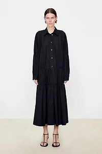 SUPIMA Cotton High-Density Pleated Oversized Shirt Dress