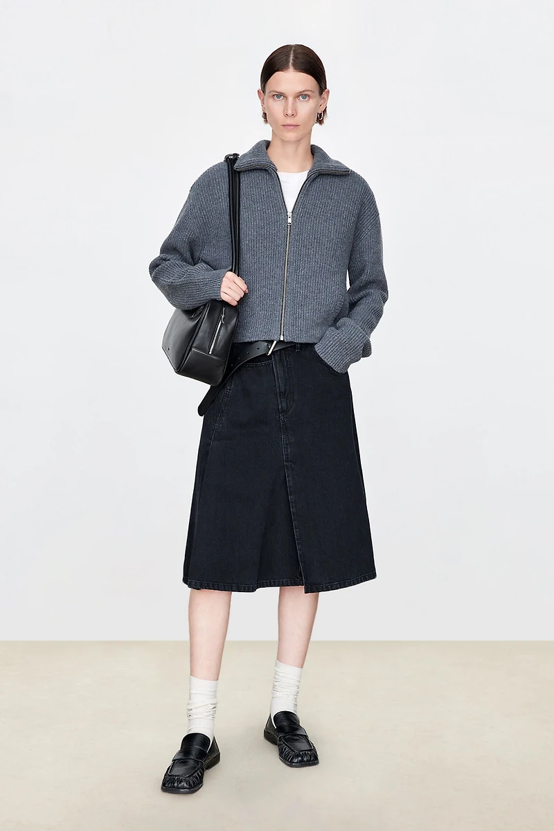 Italian Denim Asymmetric Placket Skirt