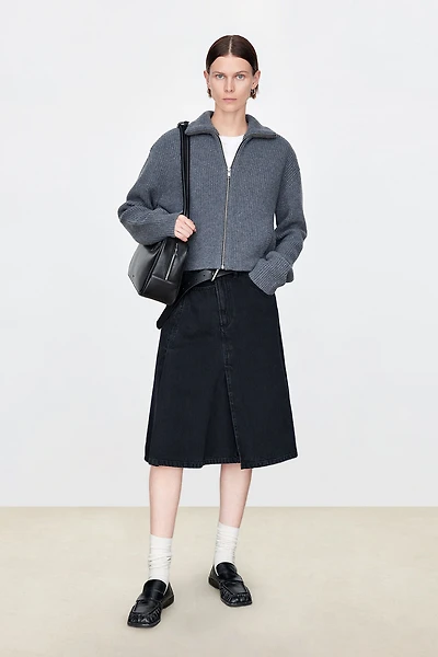 Italian Denim Asymmetric Placket Skirt