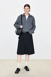 Italian Denim Asymmetric Placket Skirt