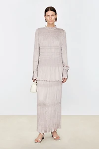 Matte Pearlescent Hand-Pleated Blouse