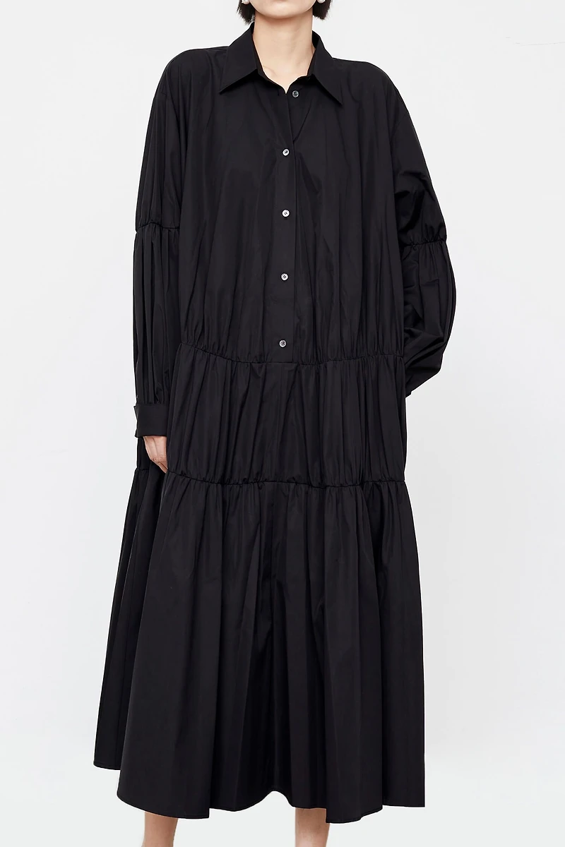 SUPIMA Cotton High-Density Pleated Oversized Shirt Dress