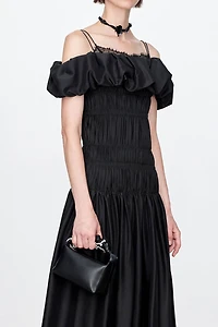 Luxury Silk Puff-Sleeve Smocked Dress