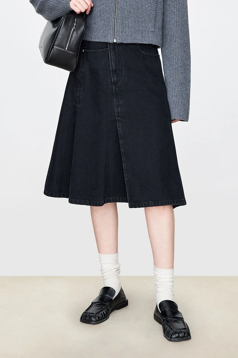 Italian Denim Asymmetric Placket Skirt