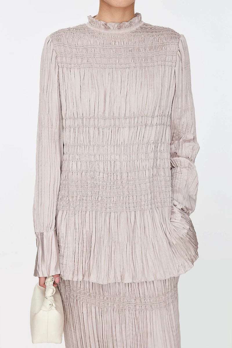 Matte Pearlescent Hand-Pleated Blouse