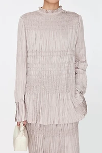 Matte Pearlescent Hand-Pleated Blouse